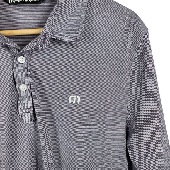 Travis Mathew Mens XL Striped Polo Shirt 60% Pima Cotton 40% Polyester Purple/Gr - Picture 4 of 7